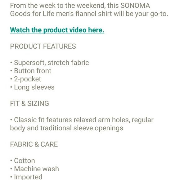 Sonoma big and tall green plaid flannel shirt 3XB - Picture 4 of 4